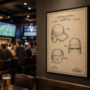 Batting Helmet Blueprint - Aged
