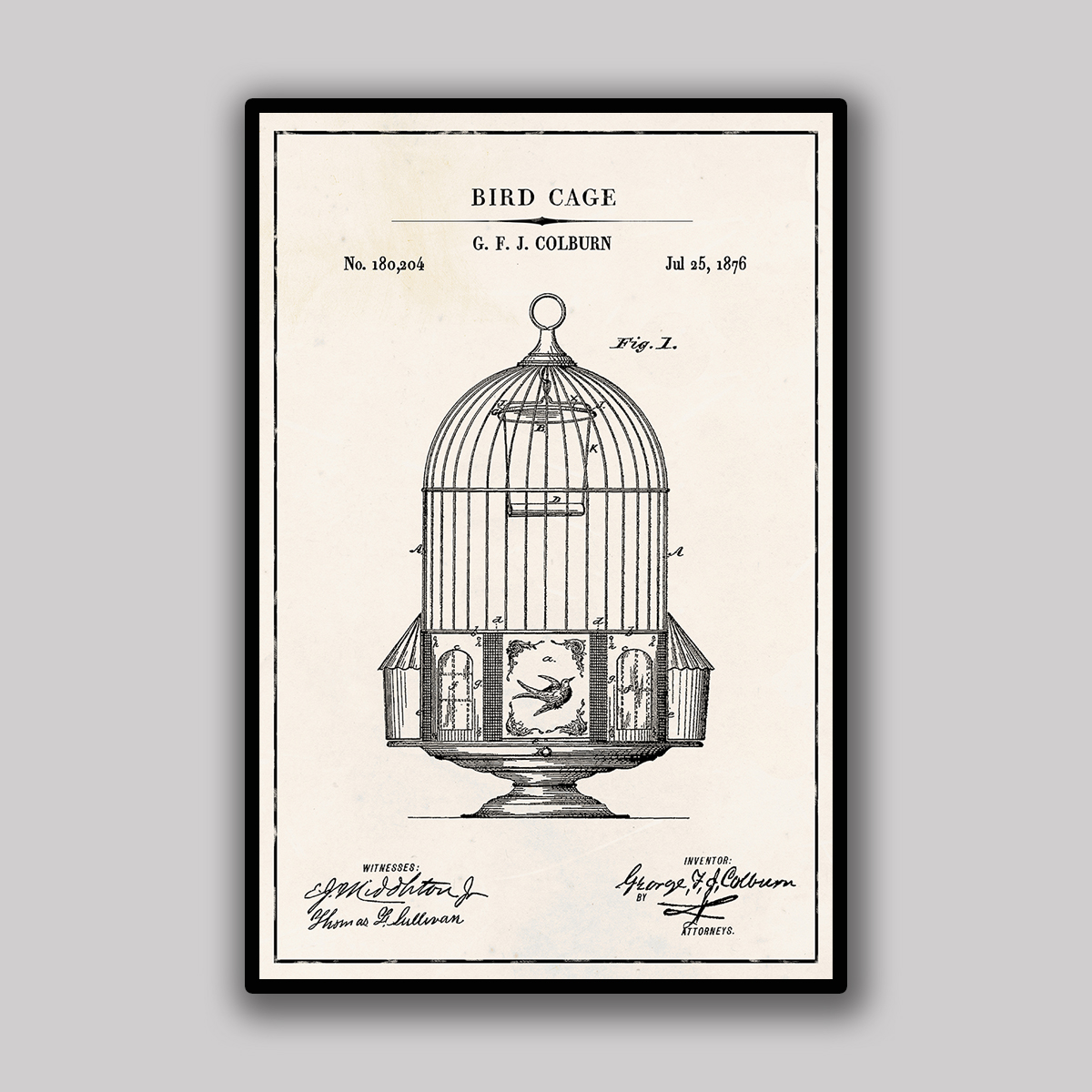 Decorative Bird Cage Blueprint - Ivory