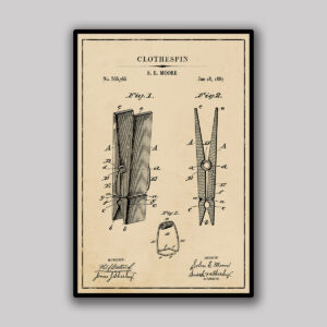 Clothespin Blueprint - Aged