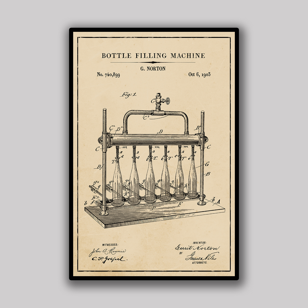 Bottle Filling Machine Blueprint - Aged