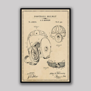 Football Helmet Blueprint - Aged