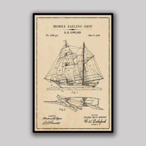 Model Sailing Ship Blueprint - Aged