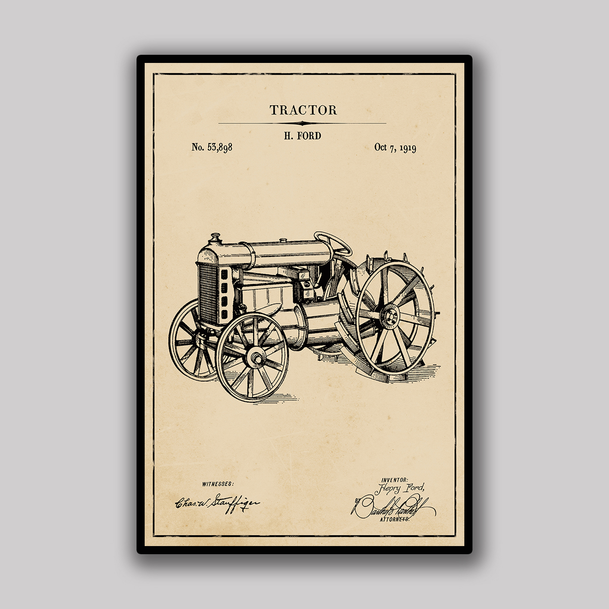Tractor Blueprint - Aged