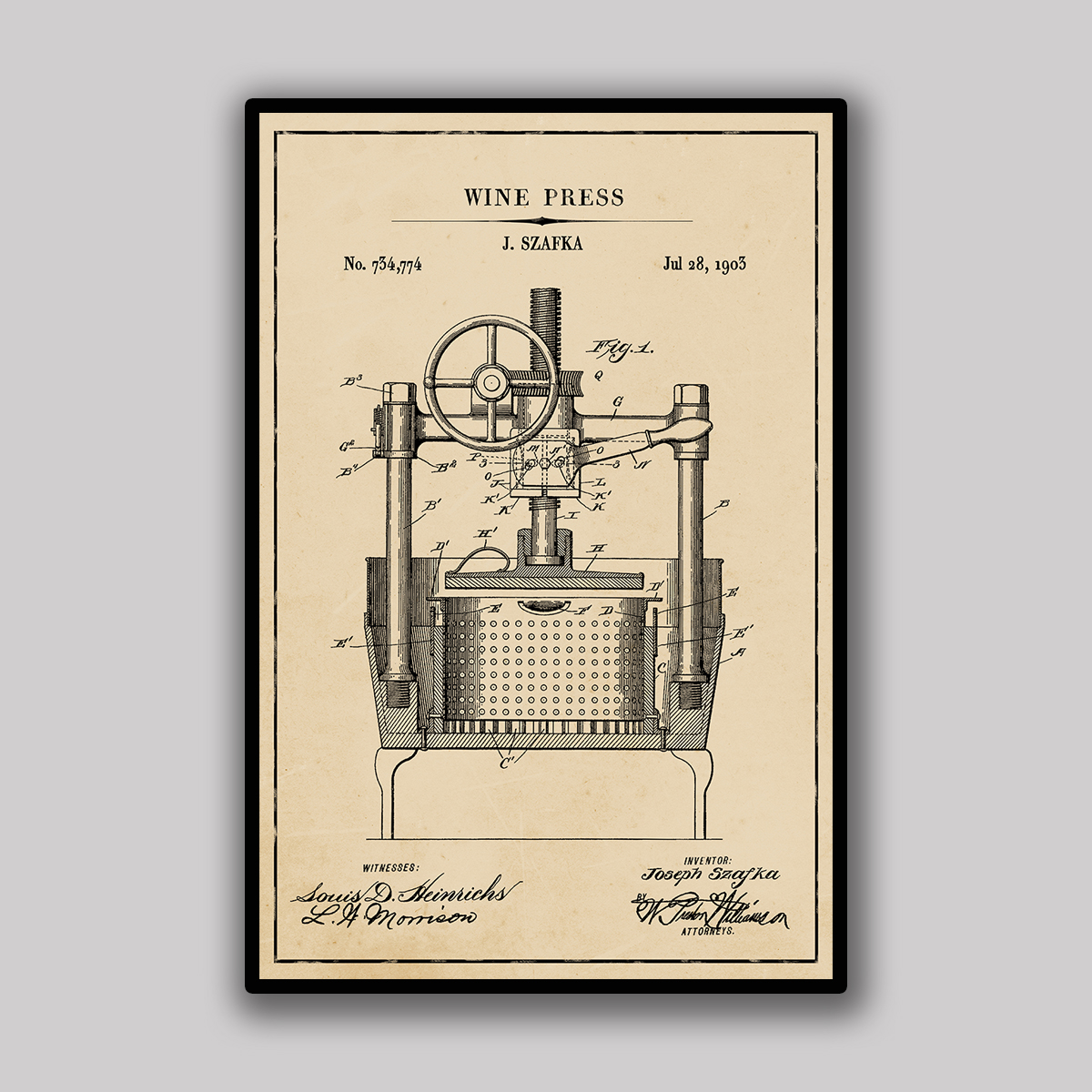 Wine Press Blueprint - Aged