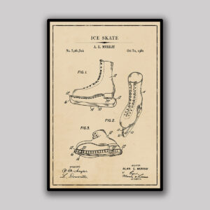 Ice Skate Blueprint - Aged