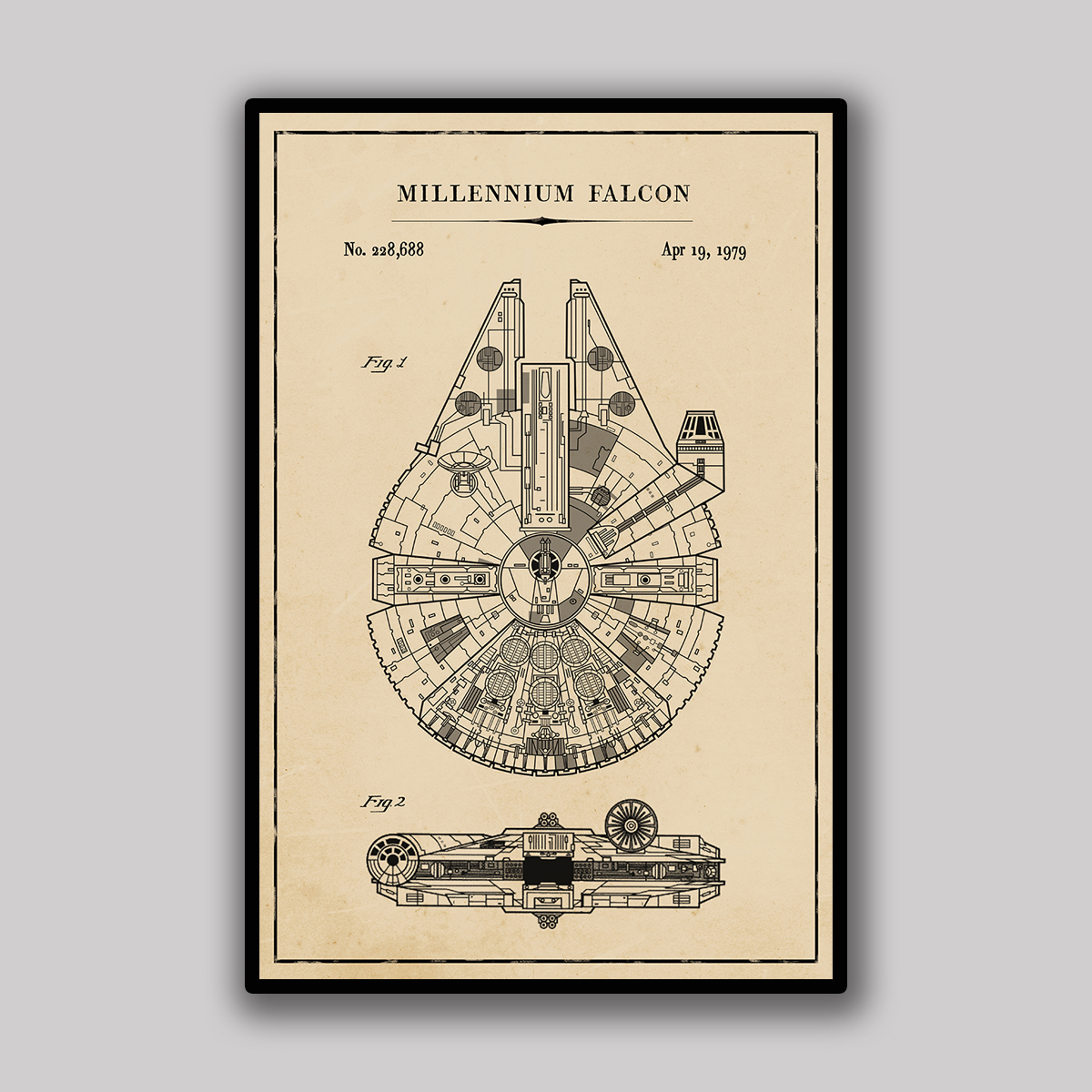 Millennium Falcon Blueprint - Aged