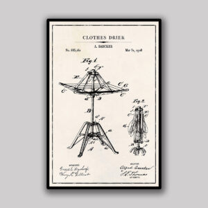 Clothes Dryer Patent Blueprint- Ivory