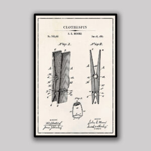 Clothespin Blueprint - Ivory