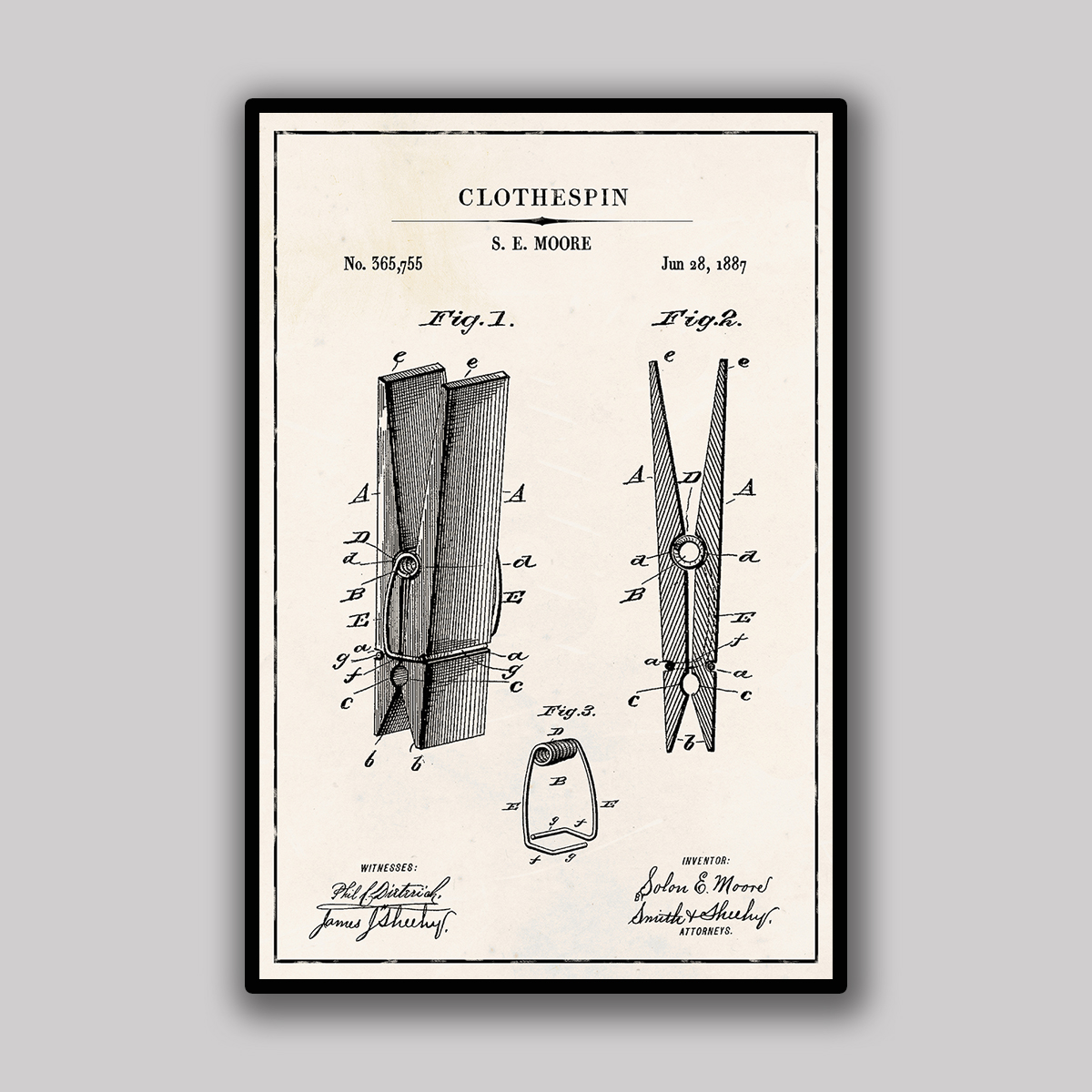 Clothespin Blueprint - Ivory