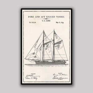 Fore-and-Aft Rigged Vessel Blueprint - Ivory