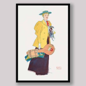 Woman Holding Dog and Stuffs by Edward Penfield (1866–1925)
