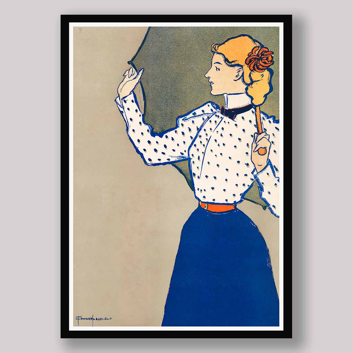 Woman Holding Umbrella by Edward Penfield (1866–1925)
