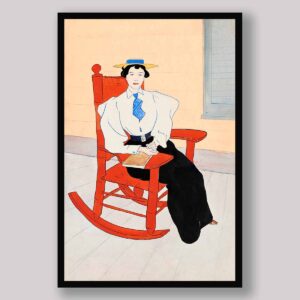 Young Woman Seated in a Red Rocking Chair by Edward Penfield (1866–1925)